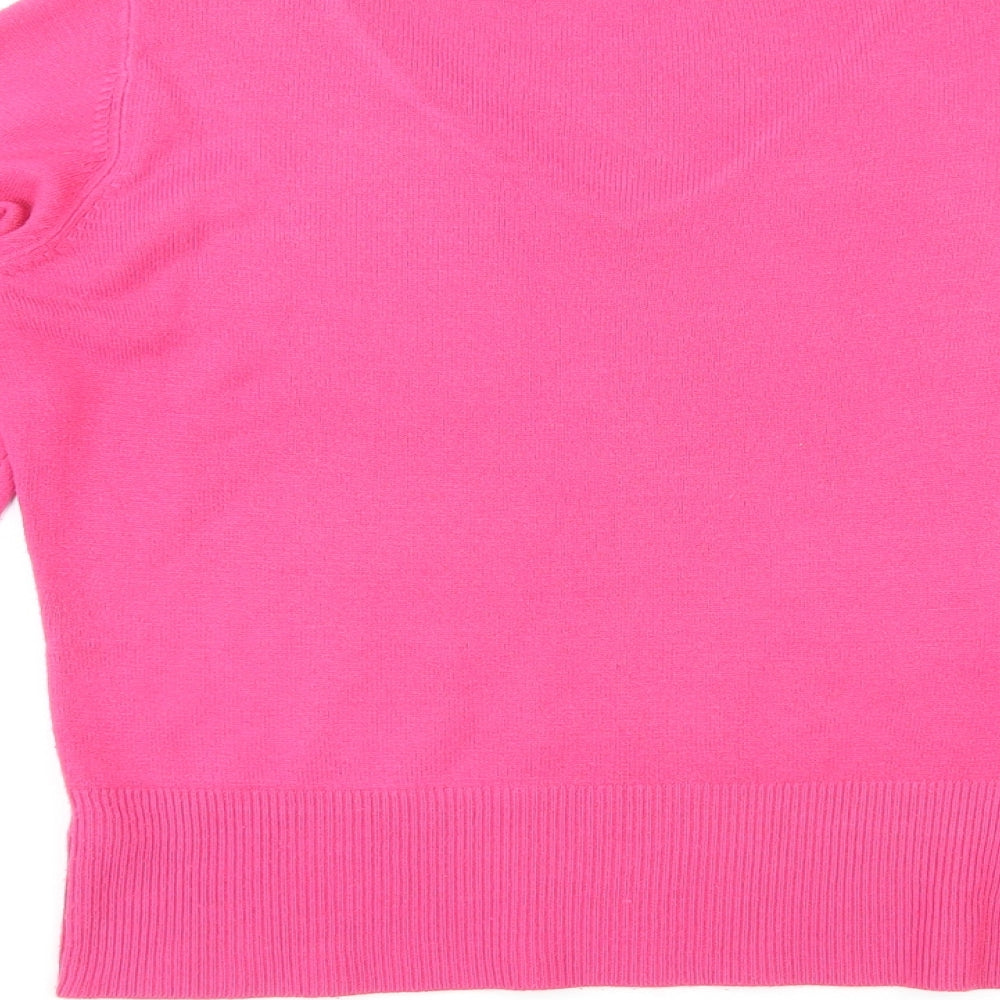 Dorothy Perkins Womens Pink V-Neck Acrylic Pullover Jumper Size 12