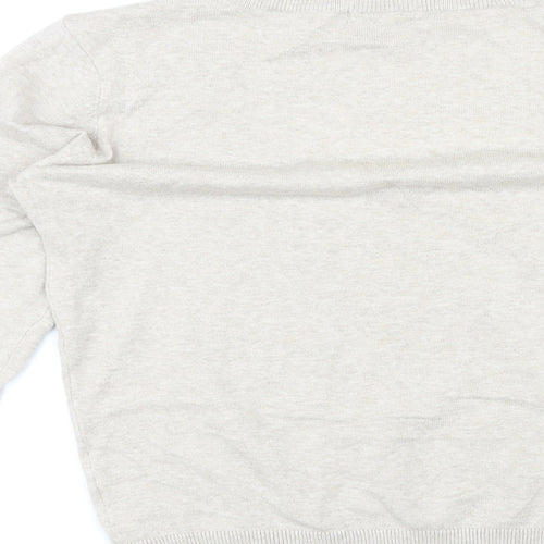 H&M Womens Grey V-Neck Cotton Pullover Jumper Size M