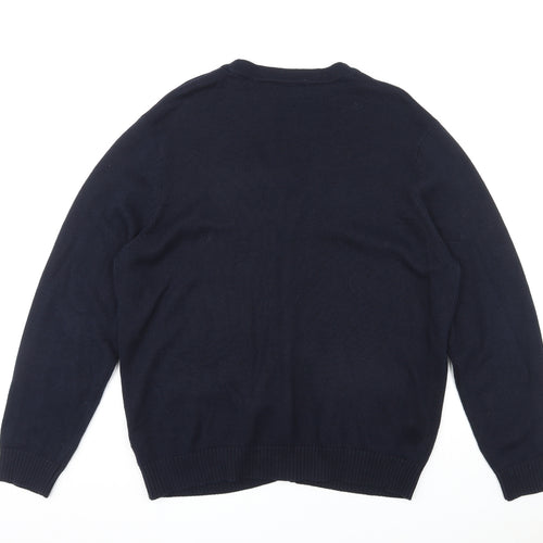 Maine Mens Blue V-Neck Cotton Cardigan Jumper Size XL Long Sleeve