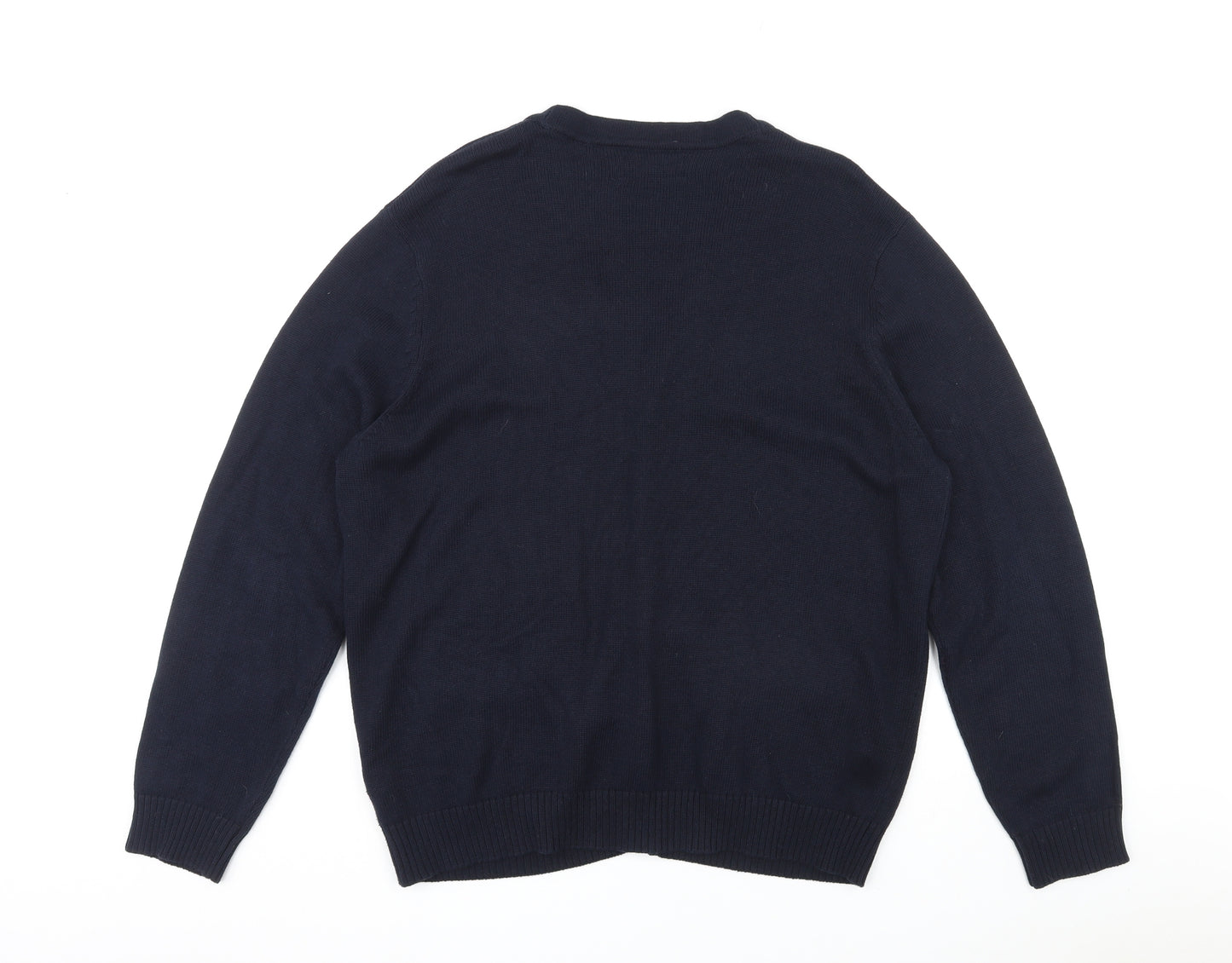 Maine Mens Blue V-Neck Cotton Cardigan Jumper Size XL Long Sleeve