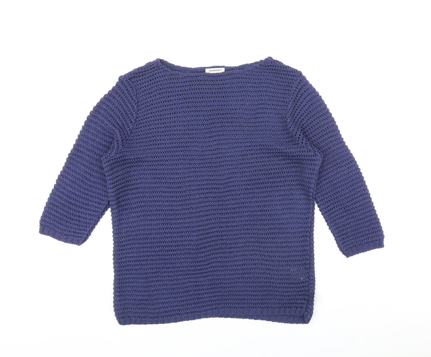 Damart Womens Blue Boat Neck Acrylic Pullover Jumper Size M