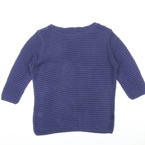 Damart Womens Blue Boat Neck Acrylic Pullover Jumper Size M