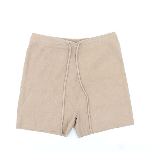 NEXT Womens Brown Viscose Sweat Shorts Size M L4 in Regular Pull On - Adjustable Waist