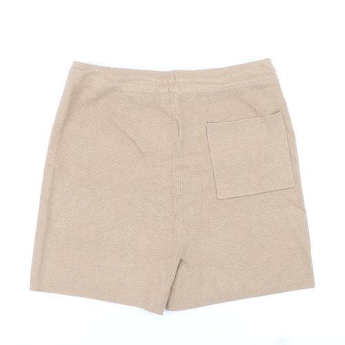 NEXT Womens Brown Viscose Sweat Shorts Size M L4 in Regular Pull On - Adjustable Waist