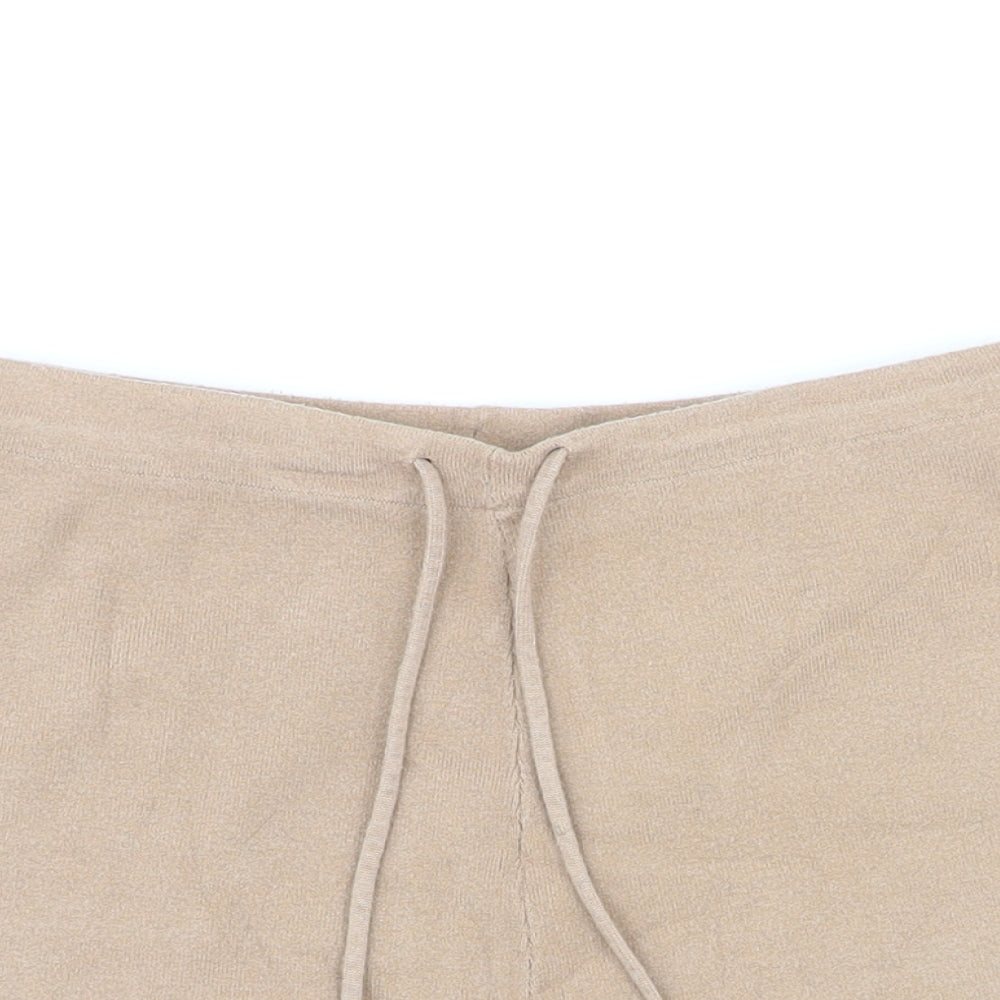 NEXT Womens Brown Viscose Sweat Shorts Size M L4 in Regular Pull On - Adjustable Waist