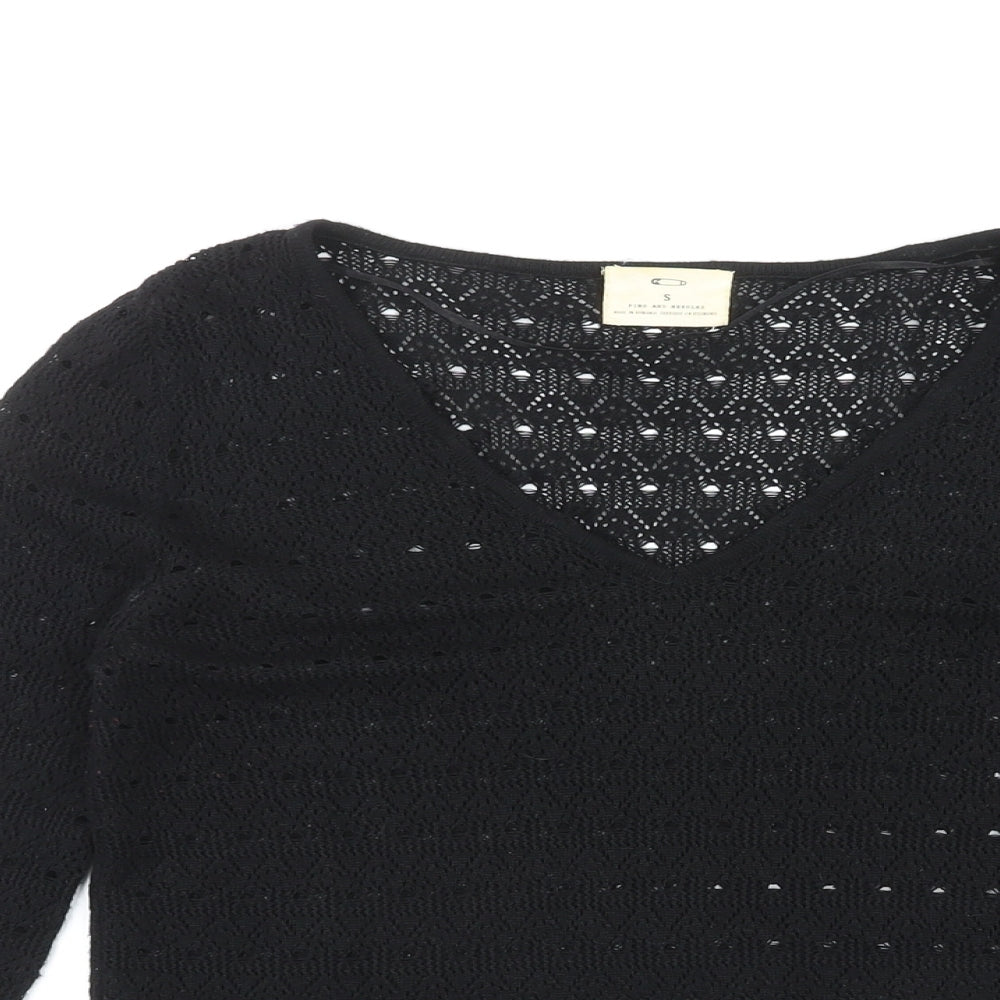 Pins & Needles Womens Black Scoop Neck Acrylic Pullover Jumper Size S