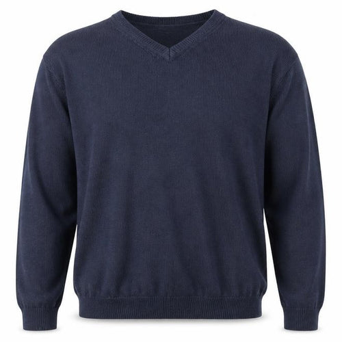 Damart Mens Blue V-Neck Acrylic Pullover Jumper Size L Long Sleeve