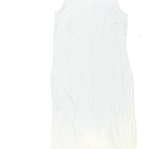 Warehouse Womens Blue Lyocell A-Line Size 8 Round Neck Zip - Distressed Look