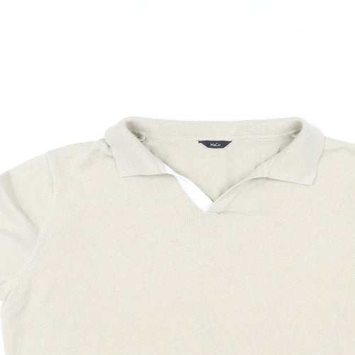 M&Co Mens Beige Cotton Polo Size L Collared Pullover