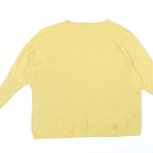 Creative Dezigns Womens Yellow Round Neck Cotton Pullover Jumper Size M - Size M-L