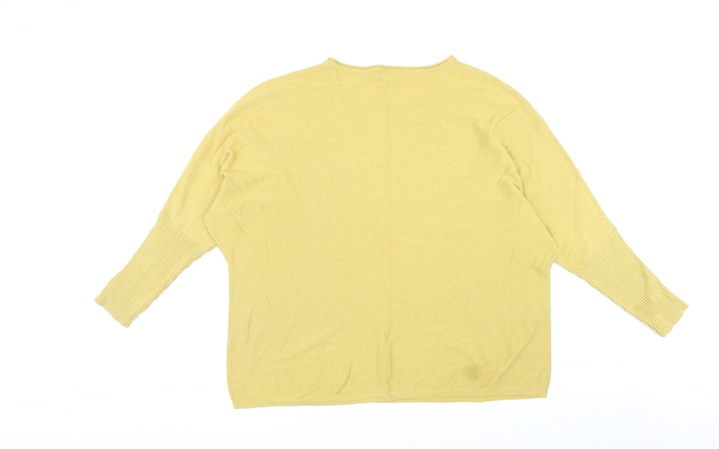 Creative Dezigns Womens Yellow Round Neck Cotton Pullover Jumper Size M - Size M-L