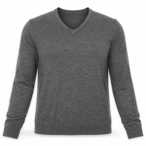 Marks and Spencer Mens Grey V-Neck Acrylic Pullover Jumper Size L Long Sleeve
