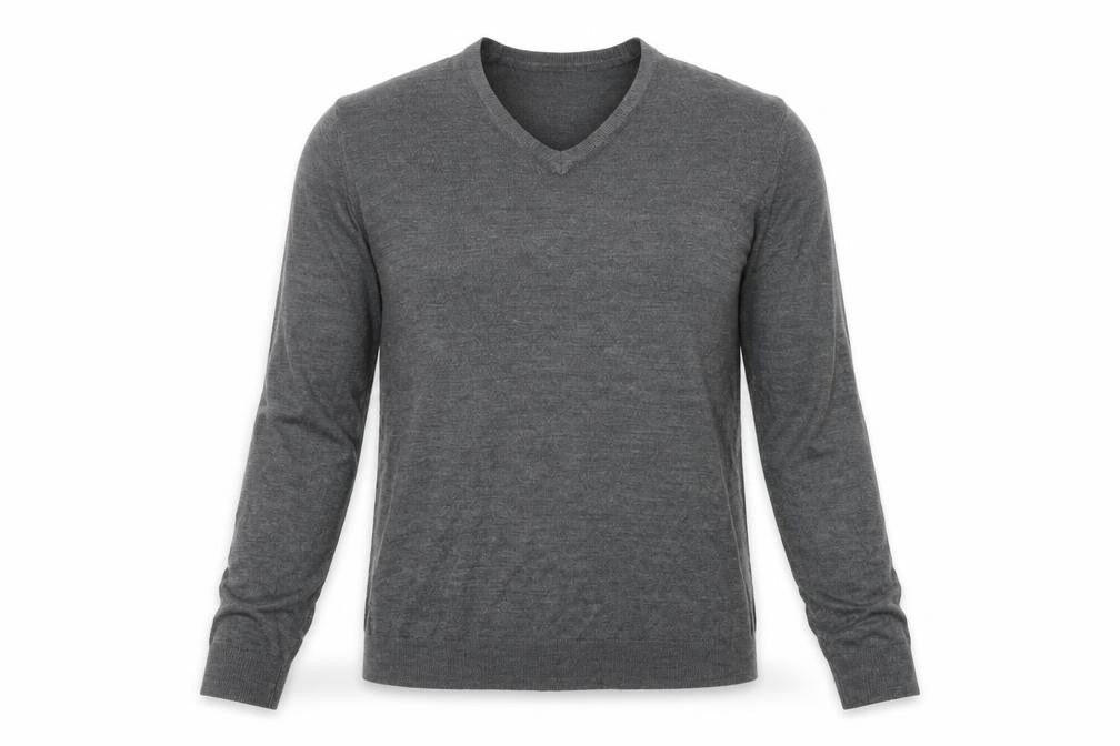 Marks and Spencer Mens Grey V-Neck Acrylic Pullover Jumper Size L Long Sleeve