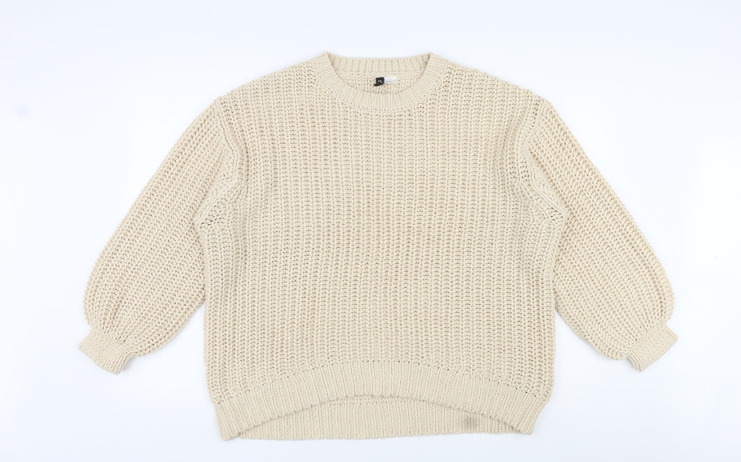 Divided by H&M Womens Beige Round Neck Acrylic Pullover Jumper Size M