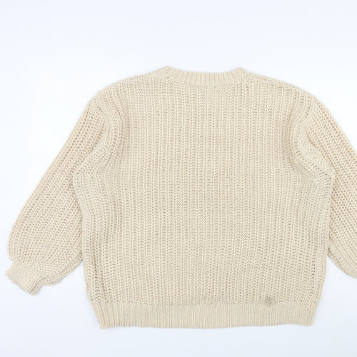 Divided by H&M Womens Beige Round Neck Acrylic Pullover Jumper Size M