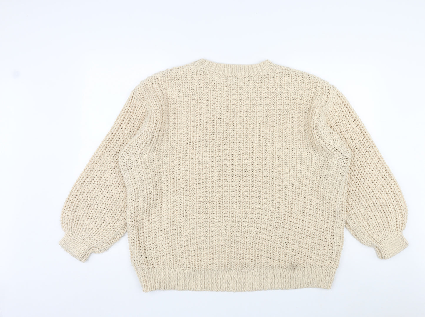 Divided by H&M Womens Beige Round Neck Acrylic Pullover Jumper Size M