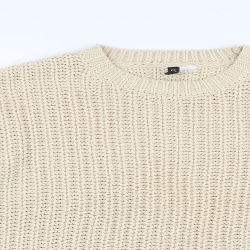 Divided by H&M Womens Beige Round Neck Acrylic Pullover Jumper Size M