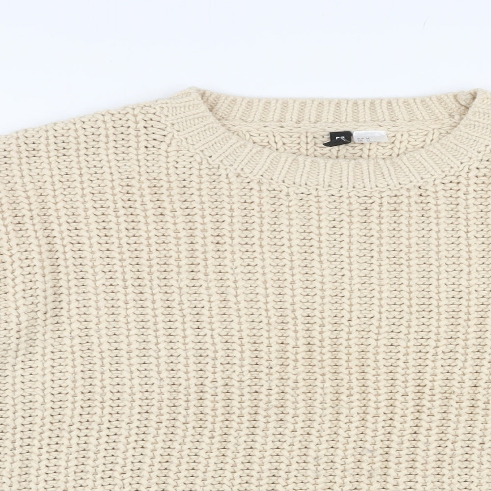 Divided by H&M Womens Beige Round Neck Acrylic Pullover Jumper Size M