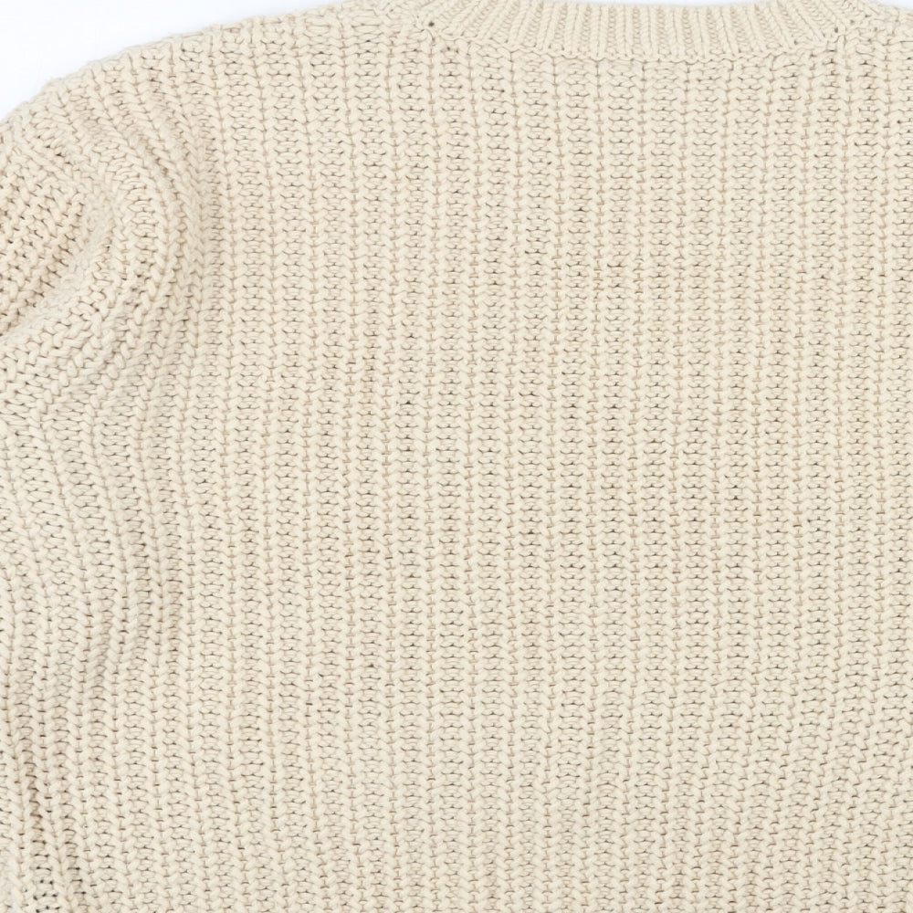Divided by H&M Womens Beige Round Neck Acrylic Pullover Jumper Size M