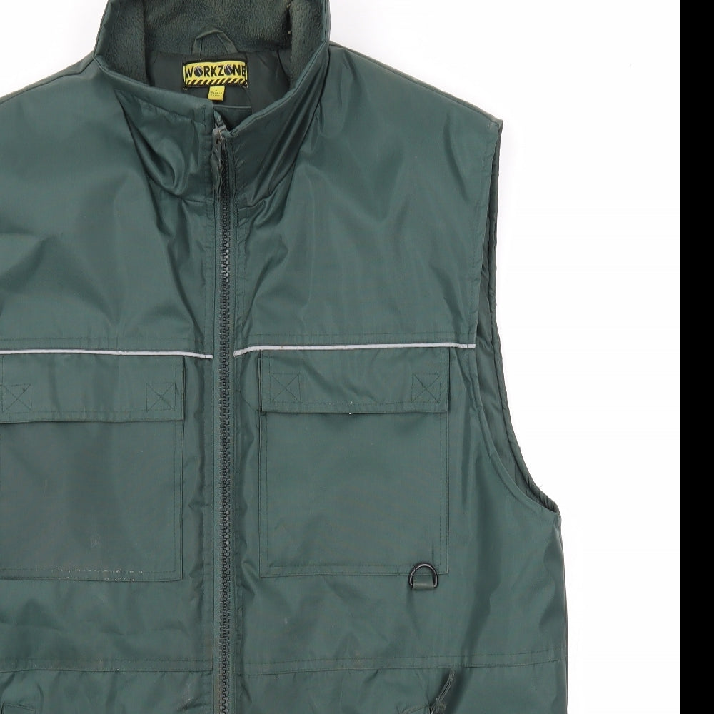 Workzone Mens Green Gilet Jacket Size L Zip - Zipped Pockets