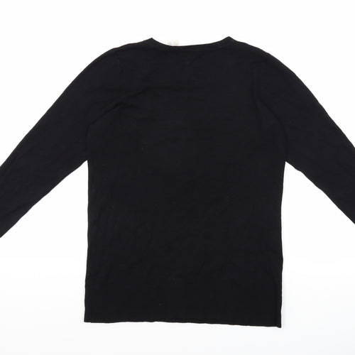 La Redoute Womens Black Viscose Basic T-Shirt Size 8 Crew Neck - Size 8-10, Lace Neckline