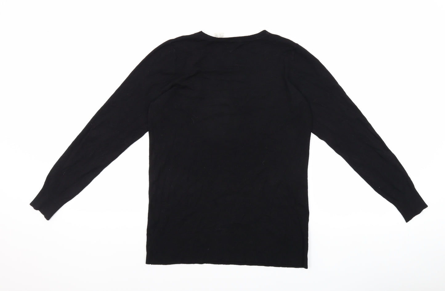 La Redoute Womens Black Viscose Basic T-Shirt Size 8 Crew Neck - Size 8-10, Lace Neckline