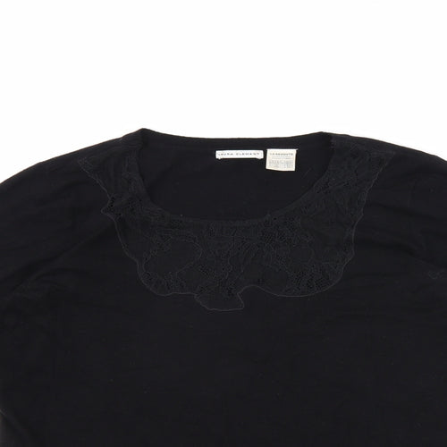 La Redoute Womens Black Viscose Basic T-Shirt Size 8 Crew Neck - Size 8-10, Lace Neckline