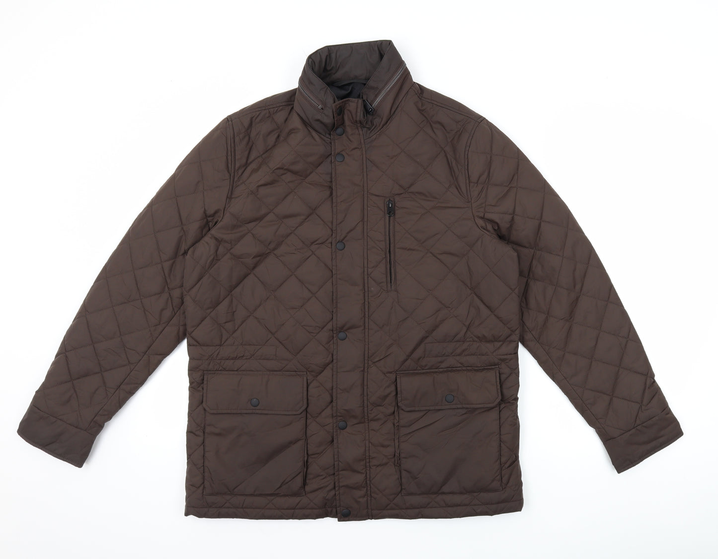 Marks and Spencer Mens Brown Quilted Jacket Size L Zip