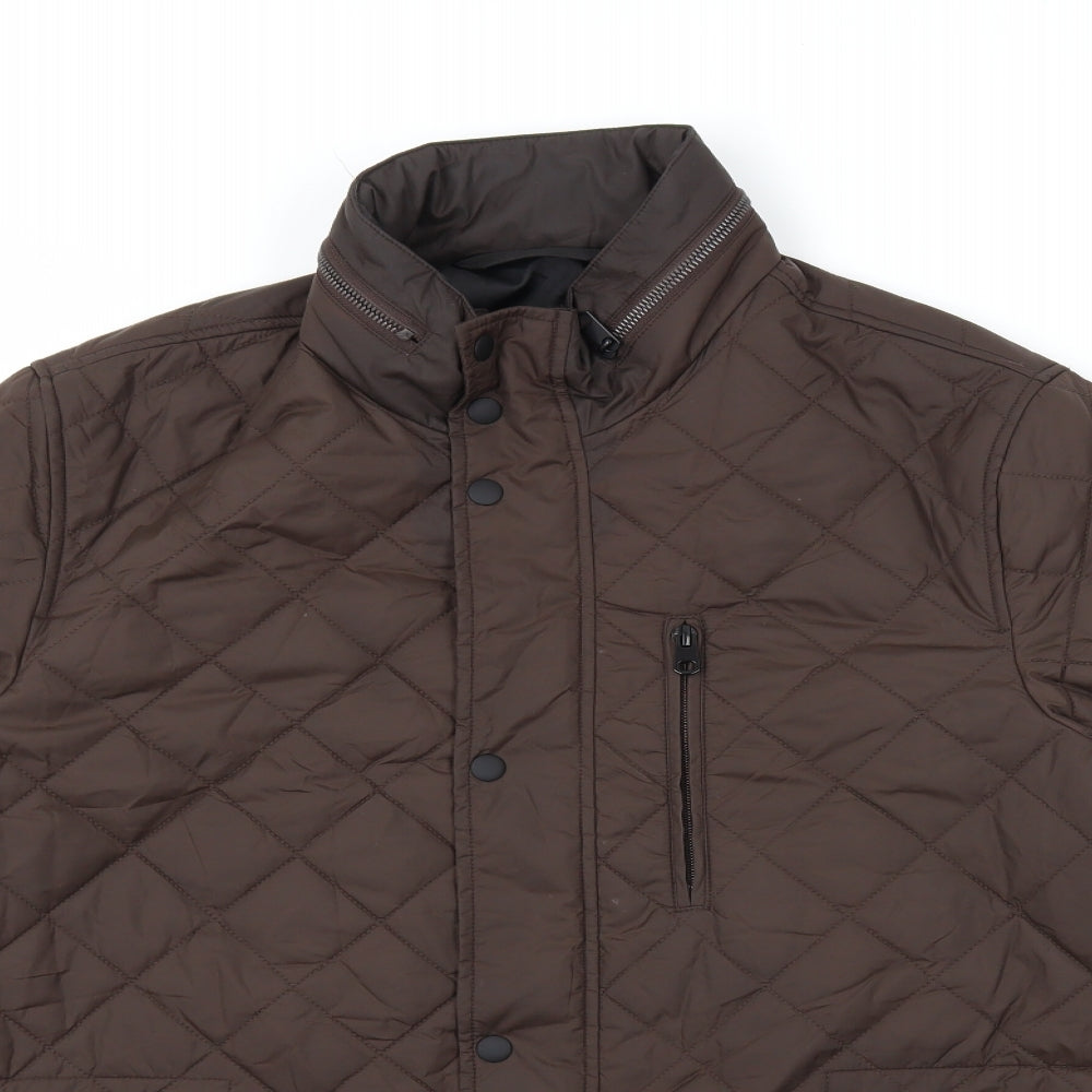 Marks and Spencer Mens Brown Quilted Jacket Size L Zip
