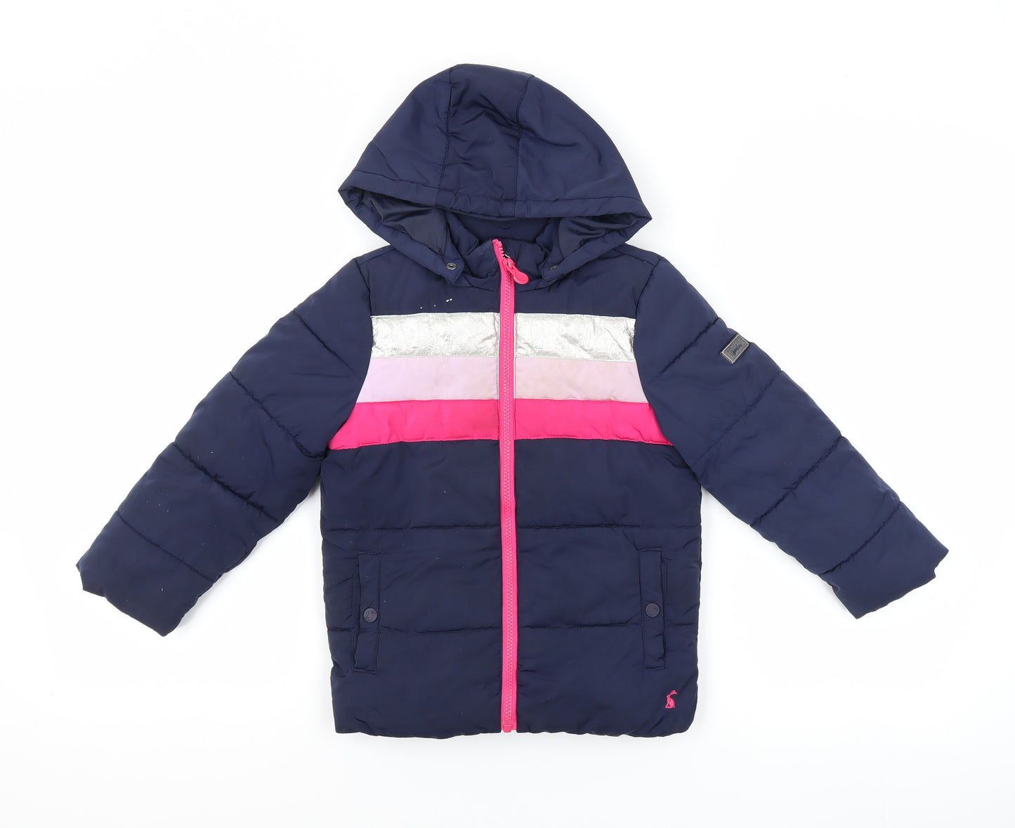 Joules Girls Blue Puffer Jacket Jacket Size 6 Years Zip - Hooded