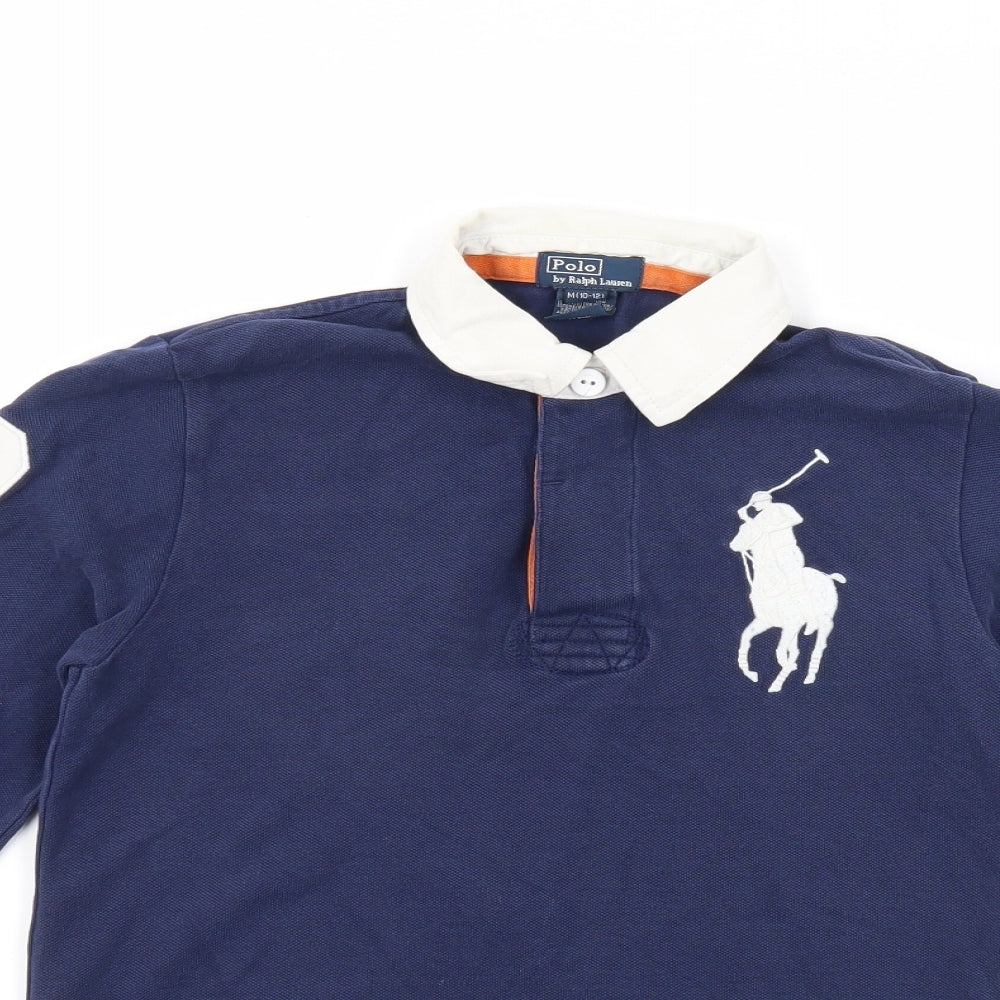 Polo Ralph Lauren Womens Blue 100% Cotton Basic Polo Size 10 Collared - Size 10-12