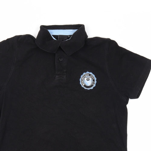 MCFC Mens Black 100% Cotton Polo Size L Collared Pullover - Manchester City Football Club