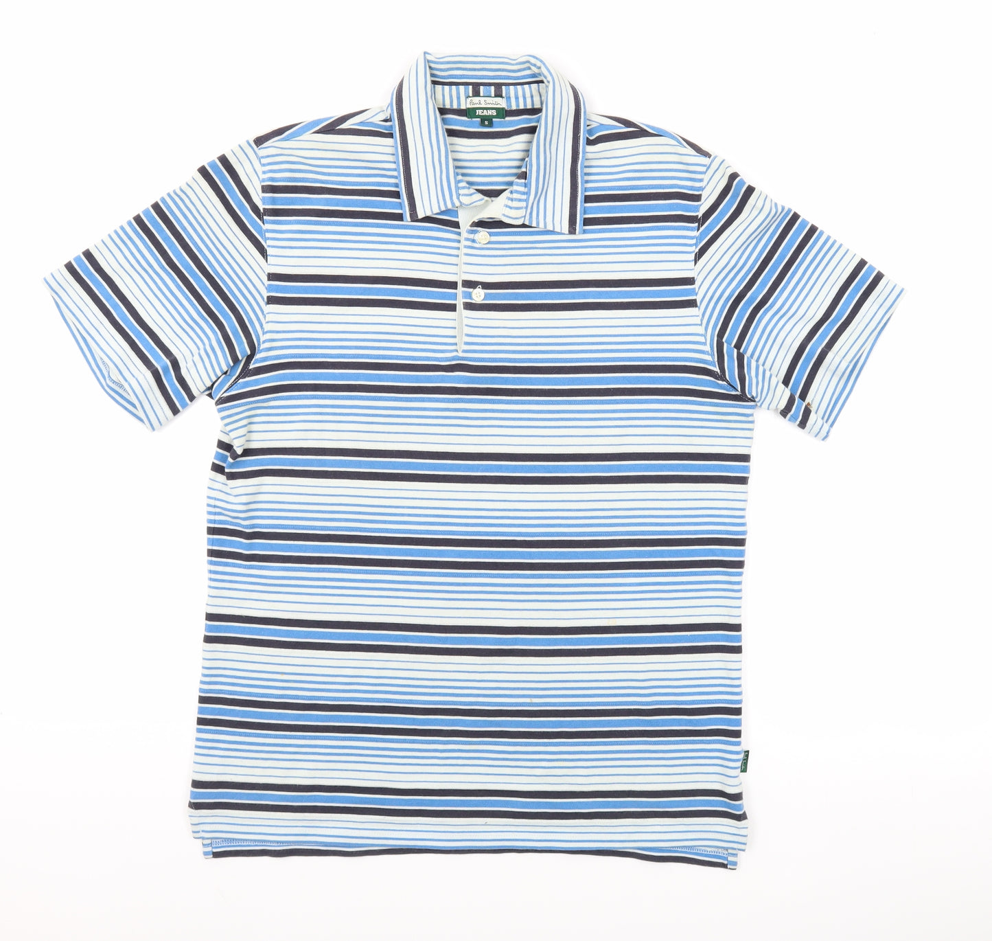 Paul Smith Mens Blue Striped 100% Cotton Polo Size S Collared Pullover