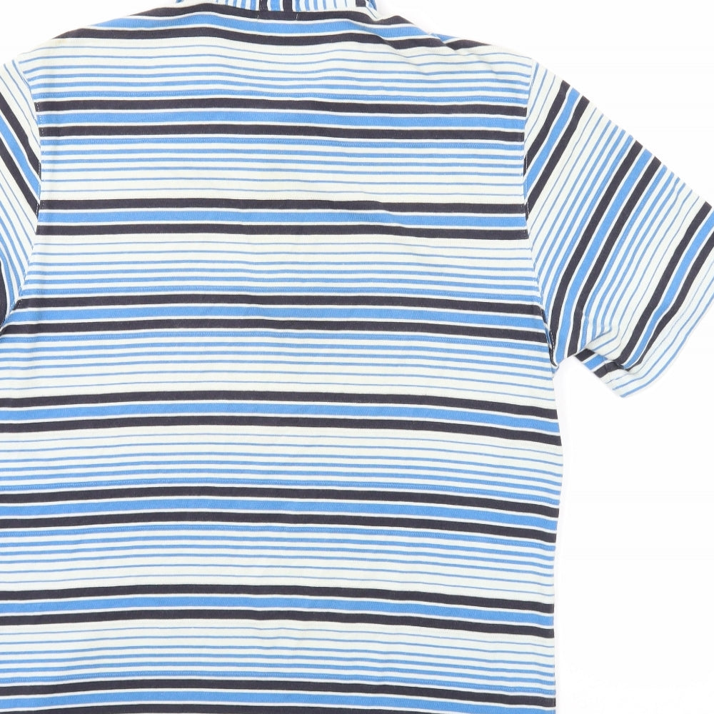 Paul Smith Mens Blue Striped 100% Cotton Polo Size S Collared Pullover