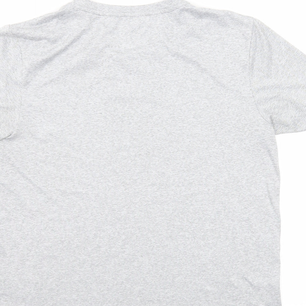 adidas Womens Grey Striped Polyester Basic T-Shirt Size M Crew Neck - Estimated Size M/L