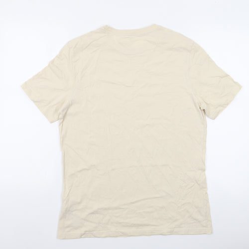 Marks and Spencer Mens Beige Cotton T-Shirt Size L Crew Neck