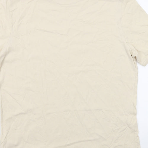 Marks and Spencer Mens Beige Cotton T-Shirt Size L Crew Neck