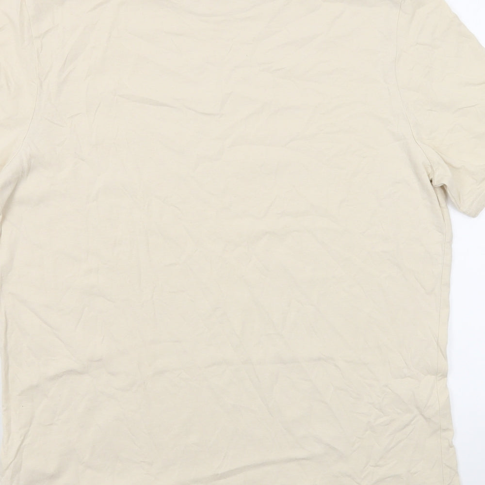 Marks and Spencer Mens Beige Cotton T-Shirt Size L Crew Neck
