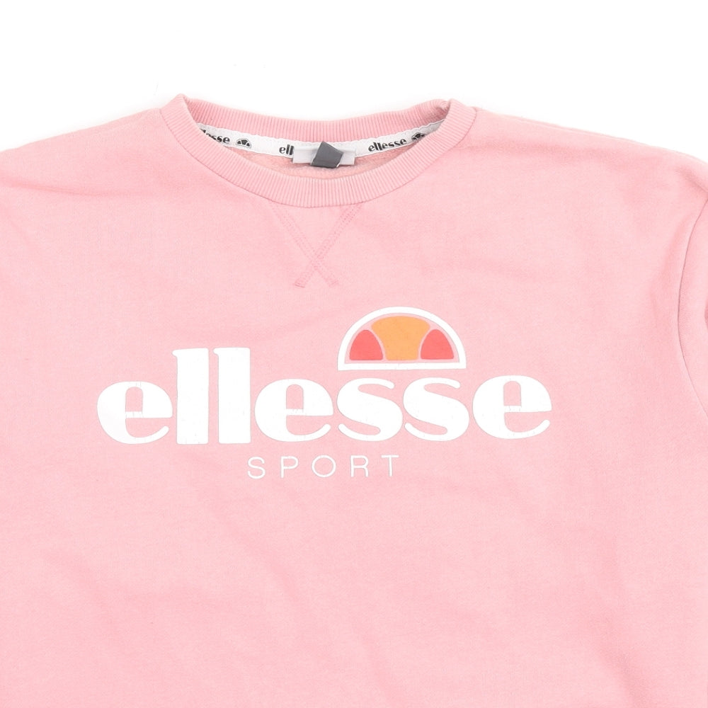 ellesse Womens Pink Cotton Pullover Sweatshirt Size 8 Pullover - Logo