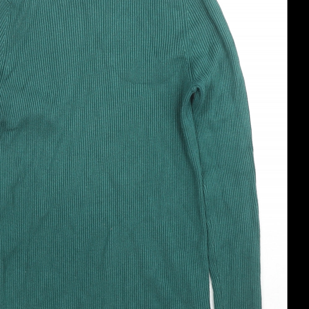 Marks and Spencer Womens Green Roll Neck Viscose Pullover Jumper Size 10
