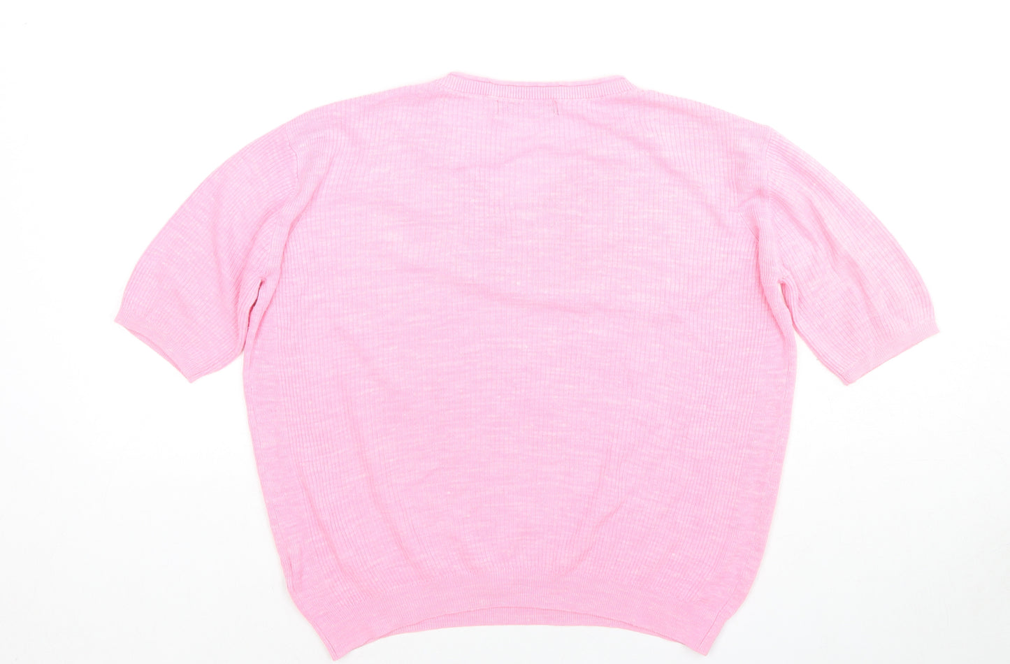 Marks and Spencer Womens Pink Acrylic Jersey T-Shirt Size XS Round Neck