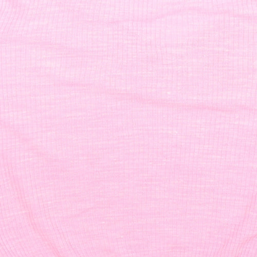 Marks and Spencer Womens Pink Acrylic Jersey T-Shirt Size XS Round Neck