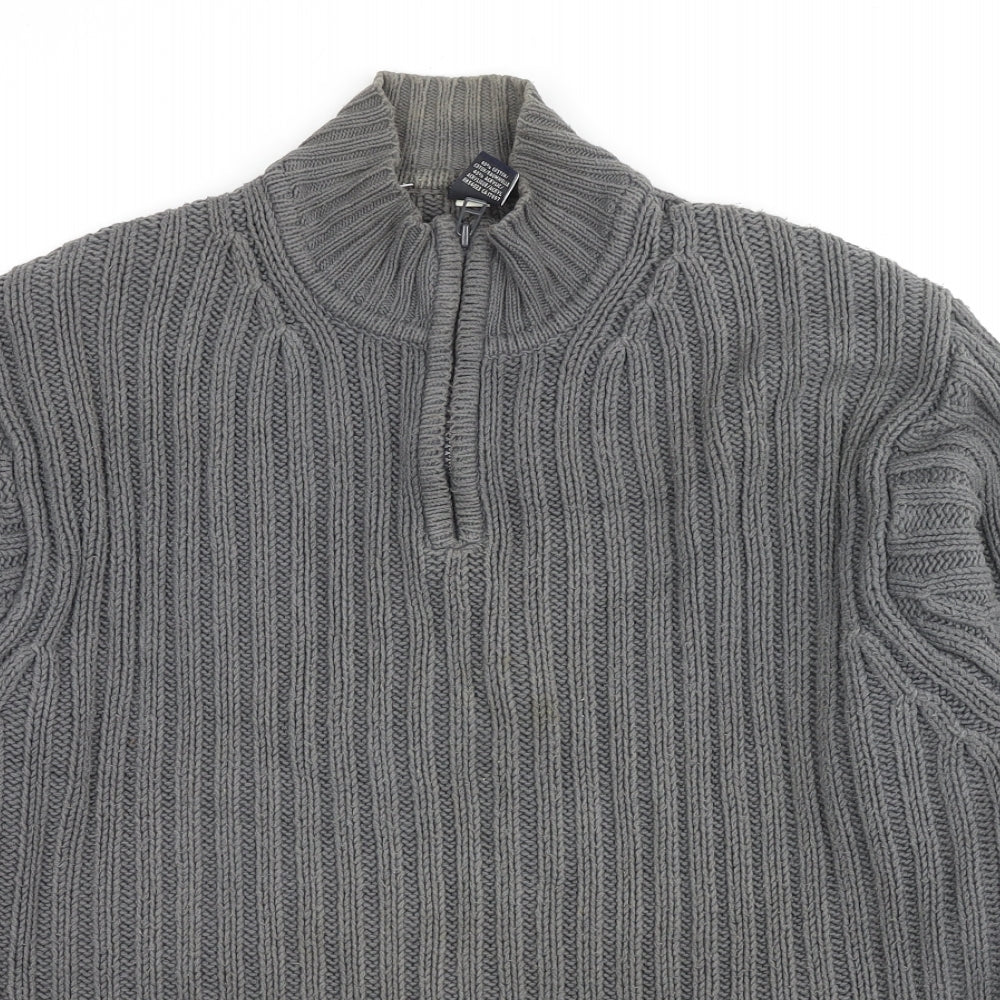 Gap Mens Grey High Neck Polyester Pullover Jumper Size L Long Sleeve