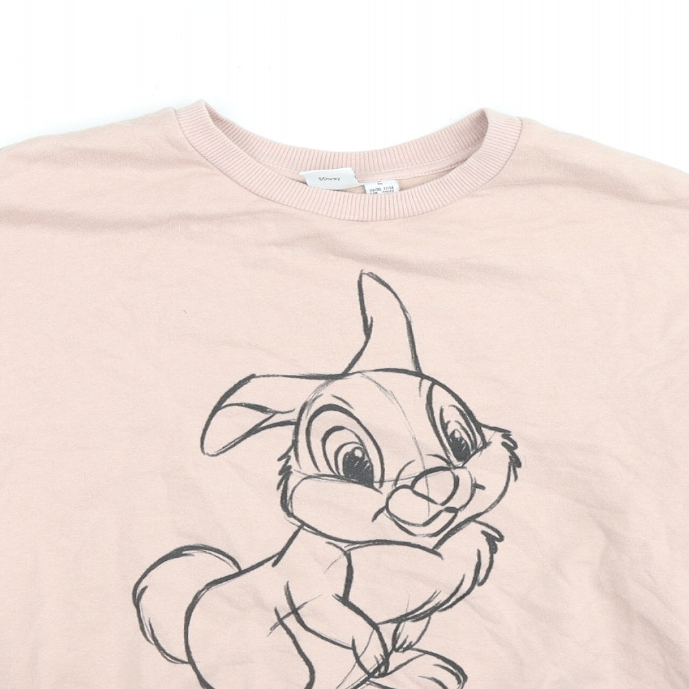 Disney Womens Pink Cotton Pullover Hoodie Size 12 Pullover - Thumper, Size 12-14