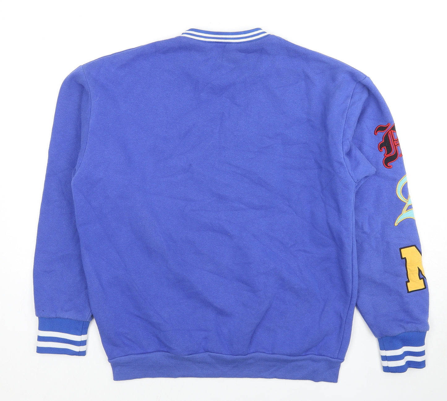 Boohoo Mens Blue Cotton Pullover Sweatshirt Size S - MAN Official Logo