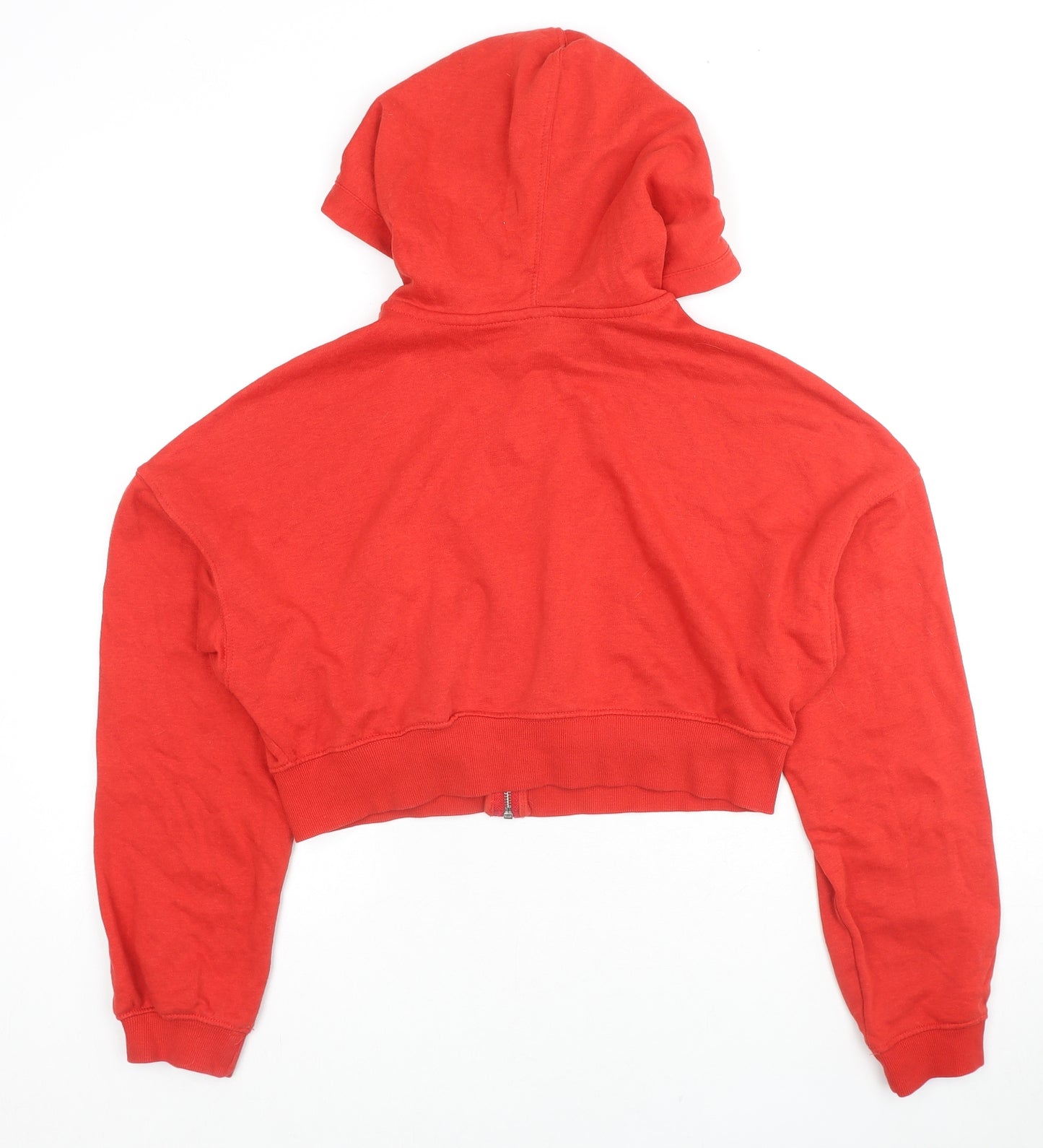 H&M Womens Red Cotton Full Zip Hoodie Size M Pullover - Cropped