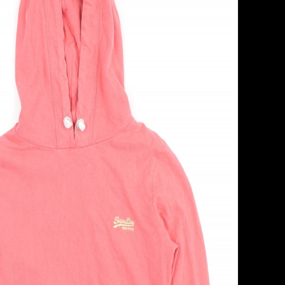 Superdry Womens Pink Cotton Pullover Hoodie Size S Pullover - Logo