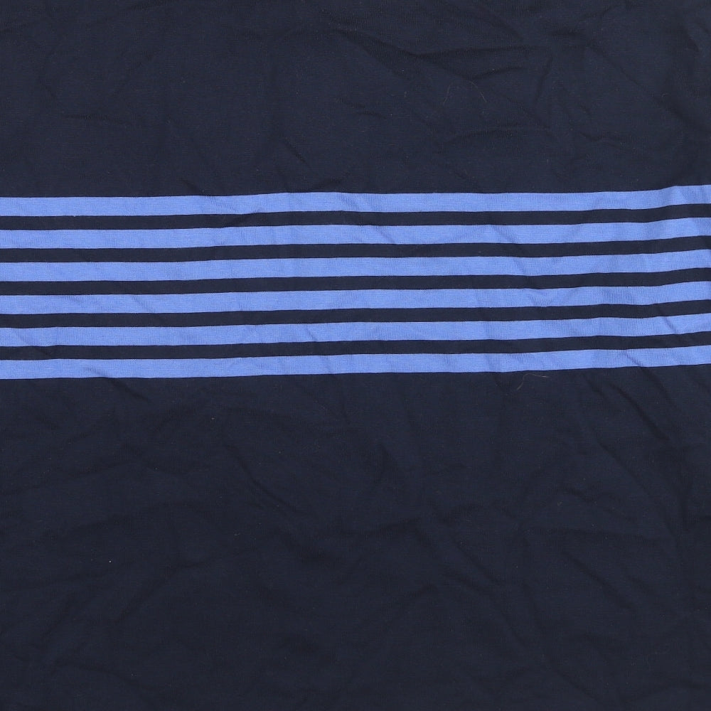 Marks and Spencer Mens Blue Striped Cotton Polo Size S Collared Pullover