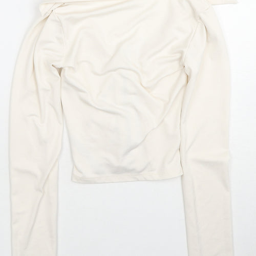 As You Womens Ivory Polyester Cropped Blouse Size 4 V-Neck