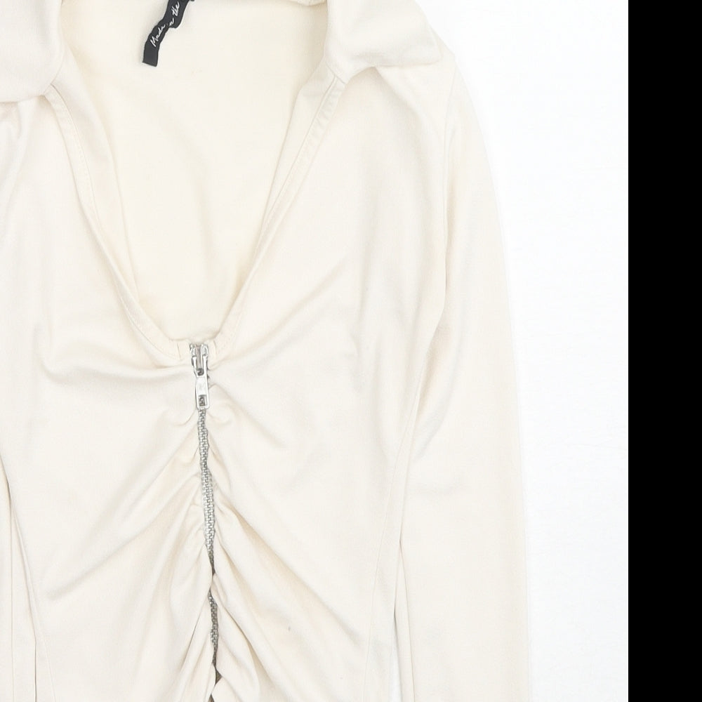 As You Womens Ivory Polyester Cropped Blouse Size 4 V-Neck